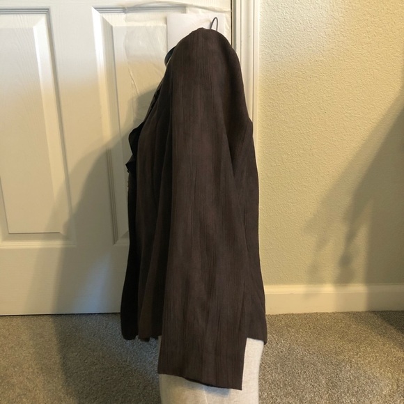 JM COLLECTION, brown blazer w/ ruffled lapel, 12P - Picture 3 of 6